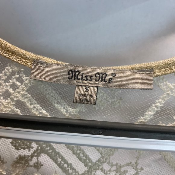 Miss Me Tan Tank with Ivory Lace Sheer back Size Small - Picture 4 of 7
